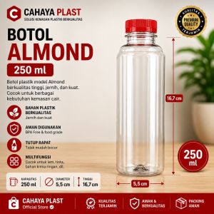 Botol Almond 250Ml-Botol Plastik 250Ml-Per 100 50 30 Pcs Free Kardus