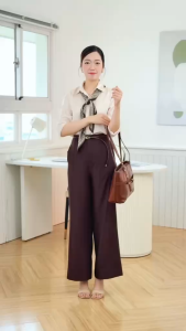 [MUA 2 GIẢM 130K] Quần Tây Nữ GUMAC Ống Suông Lưng Liền Dây Eo Cách Điệu Rã Sườn Thanh Lịch QG08124