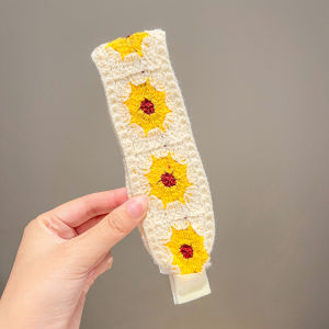 Dây Đai Đầu Len Dán Hoa Cho Bé Gái