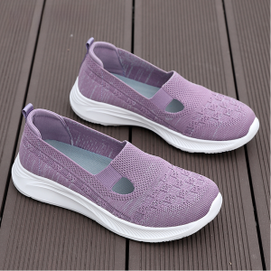 Breathable Slip-On Sports Shoes for Elderly Women Comfortable Soft Bottom Mesh Upper Walking Sandals Easy to Wear Daily Footwear