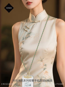 Hishi Luxury Retro Style Mobile Phone Chain Side Shoulder Crossbody Strap Short Chain Alloy Copper Acrylic Material HS01-016