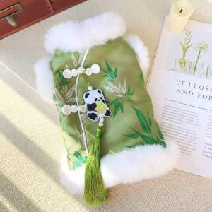 Warm Fleece Panda Costume Dog Clothes Winter Small Size Teddy Bichon Cat Clothes Pet Apparel Casual Style Chinese Costume