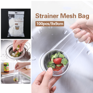 [✅SG Ready Stock] 100Pcs Kitchen Sink Filter Mesh Vegetable Fruit Waste Strainer Bag Drainage Residue Collector Accessories