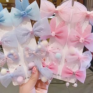 Jepit Rambut Korea Anak Perempuan Motif Pita Kelinci 1 Set 8 Pcs Aksesoris Rambut AK119