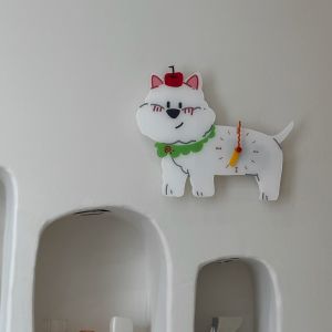 Original West Highland Clock Cute Silent Dog Hanging Clock Living Room Modern Acrylic Material Battery Powered Animal Pattern