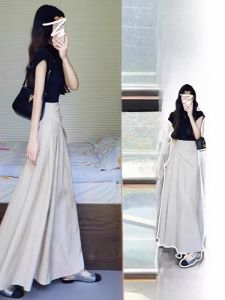 2025 New High Waist A-Line Mini Skirt Womens Summer Fashion Long Skirt Draped Umbrella Skirt Stylish Small Size Half-length Skirt