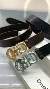 Thắt lưng nam da bò khóa gạt tự động mặt chữ a siêu đẹp vân voi và vân cá sấu 3.5cm