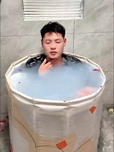 ไดโนเสาร์ตัวน้อยอ่างอาบน้ำพับได้ 65x70 ซม.สำหรับผู้ใหญ่/เด็ก แบบพกพา สปาในบ้าน ซาวน่า Foldable Bathtub แข็งแรงทนทาน รับน้ำหนักสูง