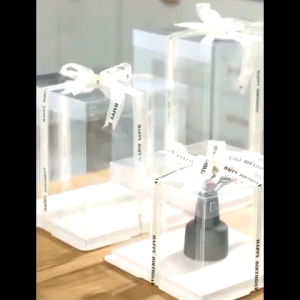 Premium Transparent Cake Box in White and Black – Elegant Sturdy Clear Packaging for Birthday Cakes and Special Events