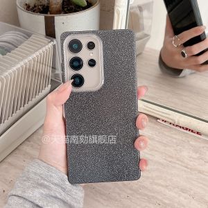 Anti-Fall Hard Shell Case for S25 Ultra S24 plus S23FE S25 Edge S22U Blue S21 plus Pink Simple Flash Powder Design Mobile Phone Cover