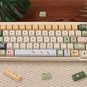 URE 152 Keys Spring Pasture Keycap Dye-Sub Cherry Profile PBT Keycaps Cute Colorful Large Set Keycaps for MX Mechanical Keyboard