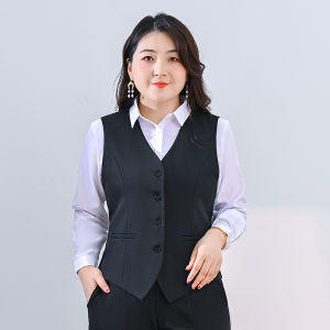 ชุดสูทไซส์ใหญ่ชุดเสื้อกั๊กผู้หญิงสำหรับสาวอวบเสื้อกั๊กชุดทำงานธนาคารสำหรับสาวอวบ200กก. เสื้อกั๊กสำหรับทำงานชุดยูนิฟอร์ม