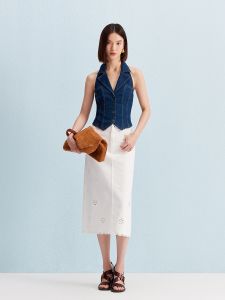 Vero Moda Cotton Lenzing Half Skirt Embroidered Hollow out Design A-Line Long Skirt Natural Waist Autumn New Arrival