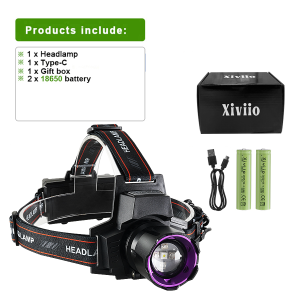 960000000LM Super Powerful LED Headlamp White/Purple Light Rechargeable Headlight 18650 Head Flashlight Fishing Lanten