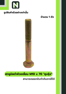 สกรูมิลดำหัวเหลี่ยม M10x70 ชุบรุ้ง / Black Steel Coating Nut M10x70 (Rainbow/Yellow Zinc Plate)