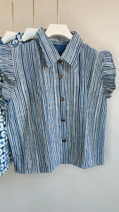 เสื้อแขนกุด เสื้อผ้าฝ้าย เสื้อสาลู เสื้อสาลูแขนกุด คอปก แขนระบาย ผ้าฝ้ายสาลูทอสองชั้น ผ้านุ่มมาก