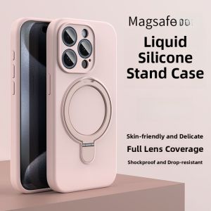 Foldable Silicone Magnetic Stand Phone Case Full Cover Anti-Fall for  15Promax 14 13Pro 12Pro 11 Soft Protective Cover Couple Red