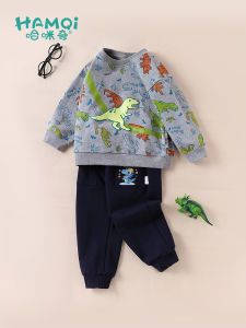 Boys Casual Sweatshirt Set Spring New Cartoon Print Two-Piece Clothes Small Children Comfortable Soft Fabric Spring Autumn Wear