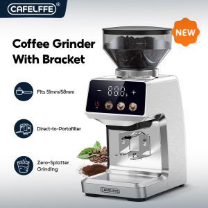 Cafelffe Coffee Grinder Burr Coffee Bean Grinder for Home Use with 35 Precise Grind Settings Detachable Funnel Stand for Espresso LED Control Panel Anti-static Design silver