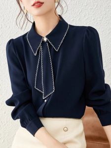 Autumn New Fashionable Long Sleeve Peter Pan Collar Blouse Shirt