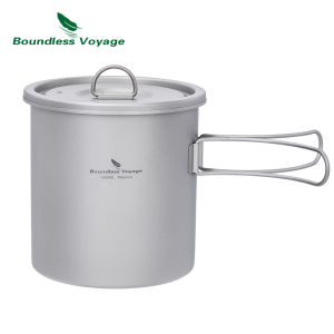 Boundless Voyage Titanium Pot Ultralight Backpacking Cookware with Folding Handle for Hiking & Camping W-Ti2060C