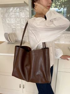 [SG SELLER] 2 Colors Versatile Minimalist Simple PU Leather Tote Bag Fits A4 Laptop Women Casual