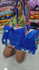 ผ้าป่า ที่นอนอนุบาลระบาย แบบเชือกผูกมีสายสะพาย ลายน่ารัก