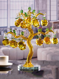 High-End Crystal Apple Tree Ornaments Living Room Wine Cabinet TV Cabinet Money Tree Pachira Macrocarpa New Home Ornament Opening Gift