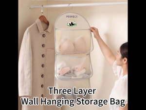 Multi Layer Hanging Storage Bag Mesh Panda Design for Underwear Socks