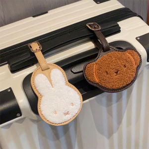 Cute MiFei Rabbit Bear PU Embroidery Luggage Tag Travel Suit Check-In Baggage Tag Backpack Pendant No Brand Registered Trademark