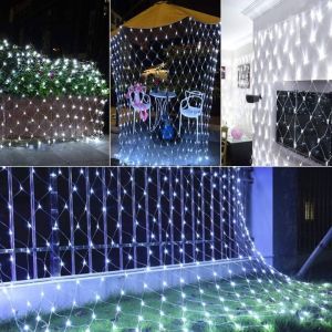 Led Curtain Net String ramadan decorations Christmas Lights Outdoor LED Net Mesh Fairy Light Garland Window Curtain Christmas Decorations for Home Fairy Light Wedding Deepavali Light Diwali