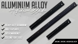 Partner Print - Aluminum Alloy Anti-Slip Ruler Black (20cm/30cm/45cm)