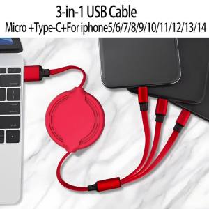 Cáp Sạc Siêu Nhanh 3 Trong 1 Đa Năng 100W Có Cổng USB Type C Và Micro Cho iPhone Samsung Huawei Xiaomi - Dây Cáp 5A 1.2M