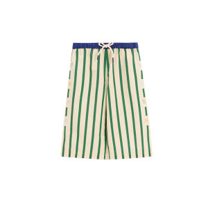 Lightweight Pure Cotton Childrens Summer Pants Striped Casual Trousers for Boys And Girls Breathable Long Pants Green Stripes