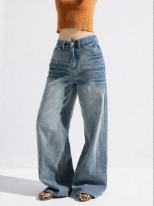 THROUS | Quần Jeans Chân Rộng Vintage Mờ