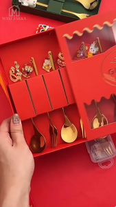 🇸🇬 SG Seller CNY Spoon Cutlery Set Dessert Coffee Spoon Fruit Fork Small Spoon Gift Spoon Chinese New Year