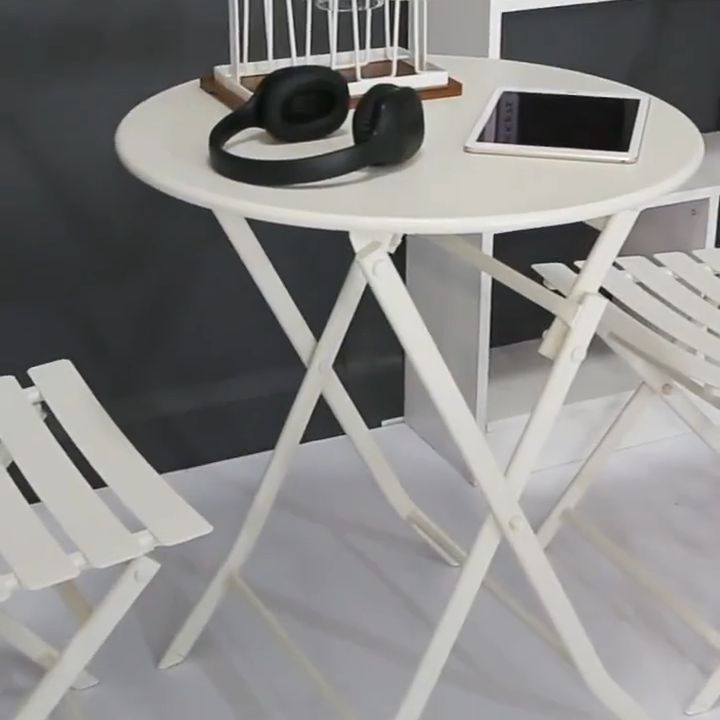 Balcony Folding Round Table White Family Dining Table Nordic style ...