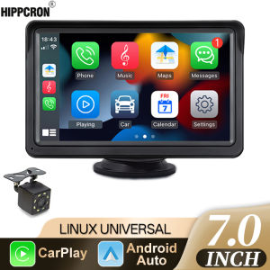 Hippcron 7inch Car Radio Wireless Carplay And Wireless Android Auto Touch Screen Multimedia Video Player With AUX USB For Camera