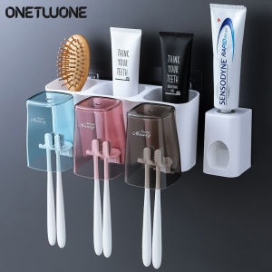Onetwone Automatic Tooth Paste Squeezer Dispenser with Toothbrush Holder Tooth Glass Bathroom Products Automatic Set Tooth Brush Accessories Toothbrush Holder