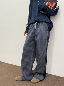 Roaringwild | Blue Plaid Loose American Style Mens Casual Pants