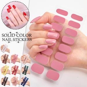 Semi Cured Gel Nail Sticker Pure Color UV LED Lamp Manicure Covered Waterproof Self Long Lasting Full Adhesive Decals Nail New