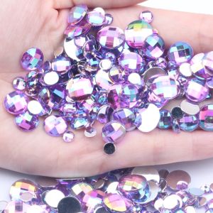New Acrylic Earth Surface round DIY Nail Art Accessories Mobile Phone Beauty Simulation Taiwan Flat Bottom Purple Accessories