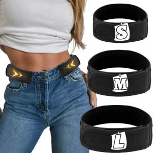 2Pcs Lazy Buckle Free Waist Belts for Women Men Touch Fastener Ultra-soft No Buckle Belts Jeans Pants Waistband Apparel Accessories