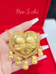 Combo kiềng bạc xi vàng khóa xoáy + dây heo kèm hộp nhung
