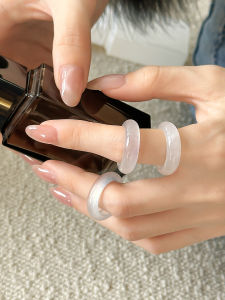 High Ice White Moonlight Lychee Agate Fake Agate Ring for Men And Women Chinese Style National Spirit High Quality Ring