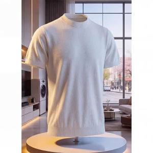 Mature Elegant Knitted Short Sleeve with Trousers 2PC Set