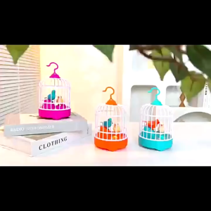 Electronic Simulation Bird Cage Toy with Sound Realistic Voice Sensor Control Parrot Cage Toy Electric Pets Toy for Kids