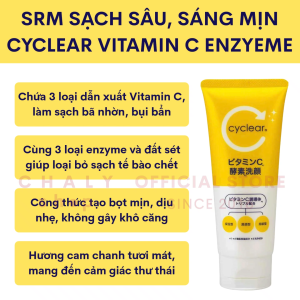 Sữa rửa mặt tạo bọt sạch sâu sáng mịn da Kumano Cyclear Vitamin C Enzyeme Facial Foam 130g Nhật