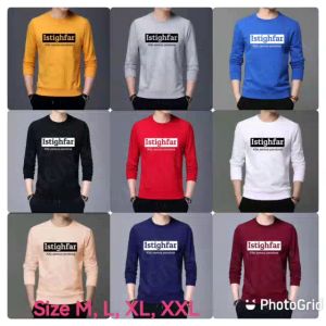Bisa COD Sweater Keren Crewneck Elegan Kaos Pria Trendy Sweatshirt Kasual Sweter Cowok Baju Istigfar