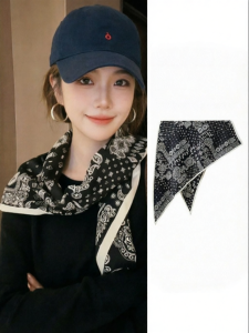 BILLI ZILLY | Black Print Silk Scarf